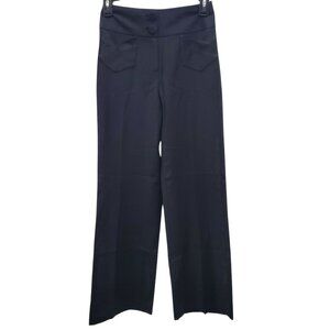 Bebe Women's Y2K Black Stretch Wool Flat Front High Waisted Wide Leg Trouser 0‎